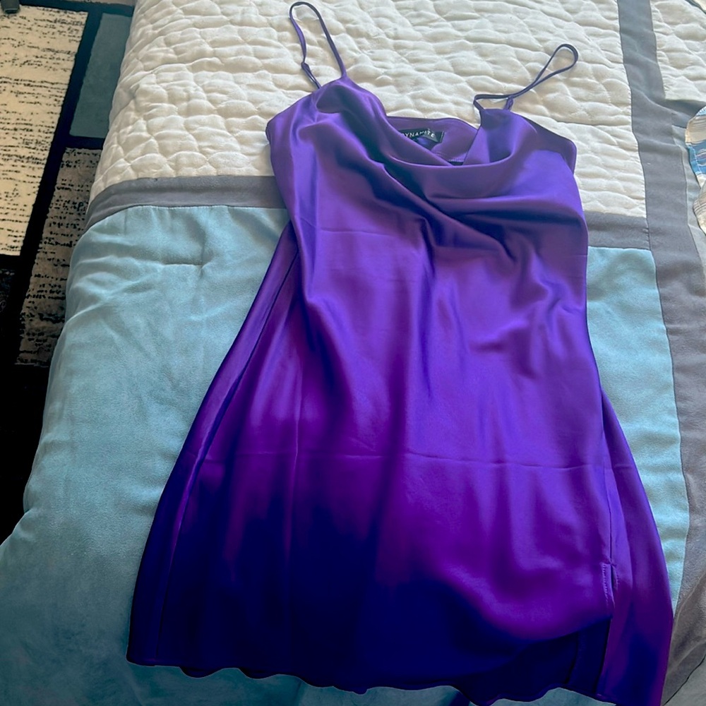 Purple satin mini dress size small
